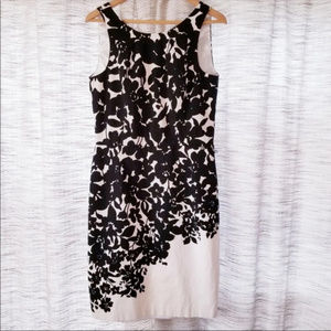 WHBM Fitted Floral Shift Dress Black White - sz 2